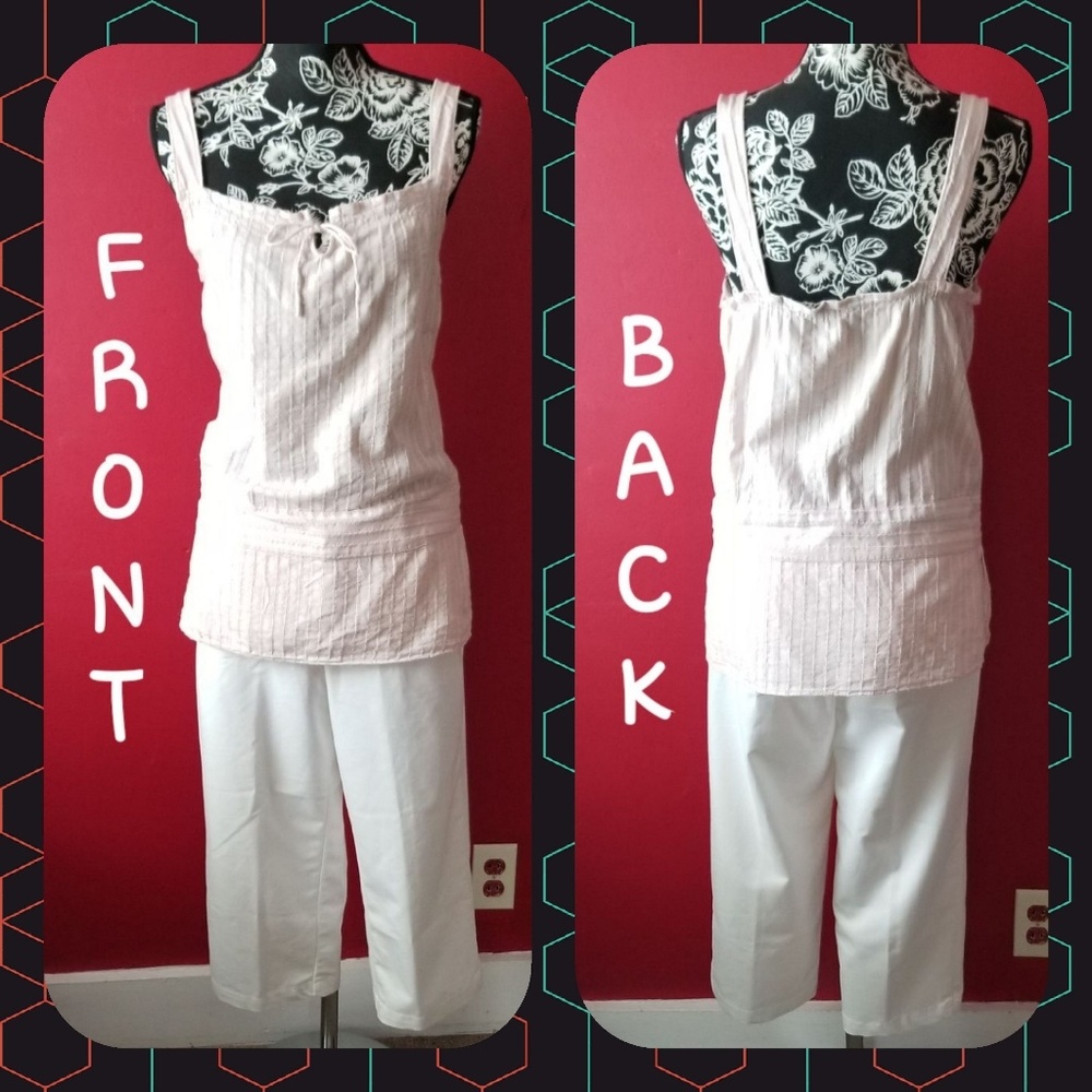 American Eagle lite pink & white Tank top